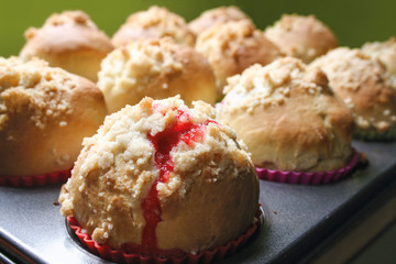 Homemade yeast cookies with strawberry
