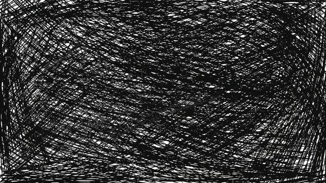 Digital hand drawing animation of scribble. Brush stroke black and white transition. 4k movie
