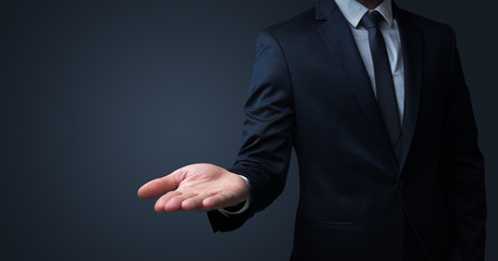 Businessman handing something without concept