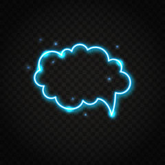 Neon blue cloud speech bubble with space for text