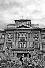 Taranto old historical building in black and white, Puglia, Italy