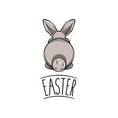 Backside of a Easter rabbit. Easter bunny.  illustration.