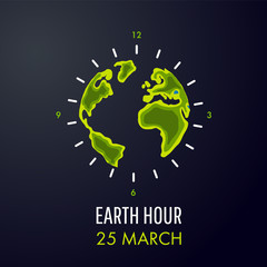 Illustration of Earth hour. 25 march. 