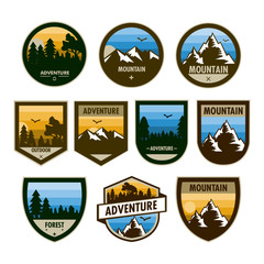 Various Set of Adventure Shield Badge Design