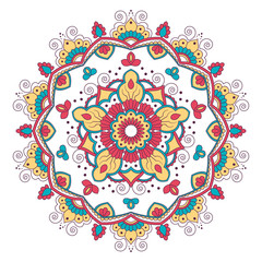 Ethnic ornamental mandala. Decorative design element. Hand drawn vector illustration