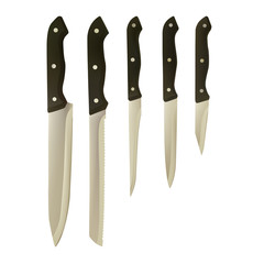 A set of kitchen knives. Blades design vector illustration. Food preparation.