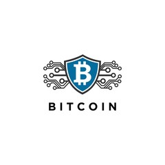 bitcoin and blockchain logo vector illustrations