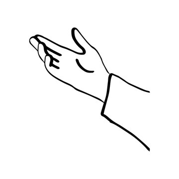 hand open and ready to help or receive vector illustration sketch hand drawn with black lines isolated on white background
