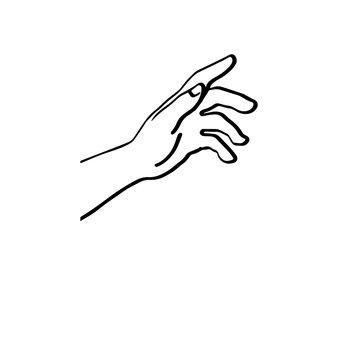 doodle hand holding something something vector illustration sketch hand drawn with black lines isolated on white background