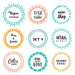 Stylish set of multi colored round frames .Vector frameworks 4.