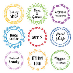 Stylish set of multi colored round frames .Vector frameworks 5.