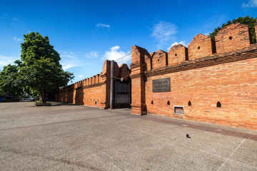 Tha Phae Gate Chiang Mai old city ancient wall and moat in Chiang Mai Northern Thailand.
