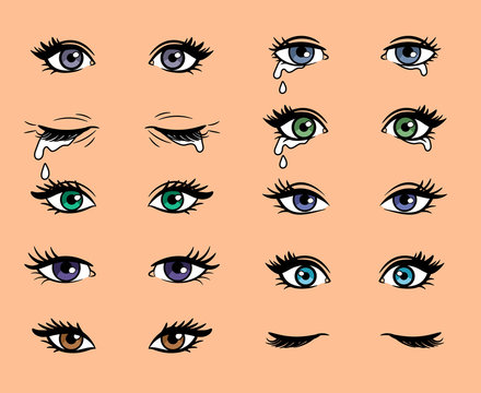 Cartoon pop art female eyes