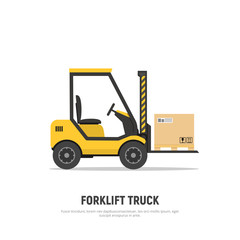 Isolated forklift truck with boxes on pallet on white background. Shipping. Distribution warehouse. Cargo delivery. Icon forklift. Vector illustration in flat style.