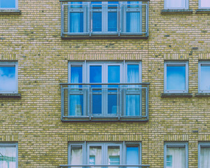Modern British Balcony, Central Front View, split toning shallow depth of field horizontal photography