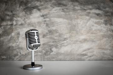retro microphone on Grunge old background