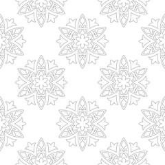 Gray floral seamless design on white background