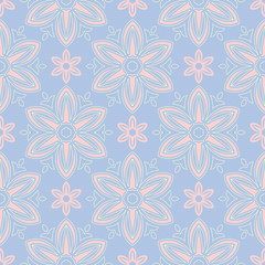 Pale blue seamless background. Floral pattern