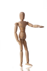 Wooden man mannequin on isolated white background