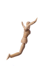 Jumping mannequin isolated
