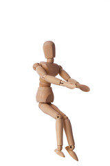 Wooden man mannequin on isolated white background 