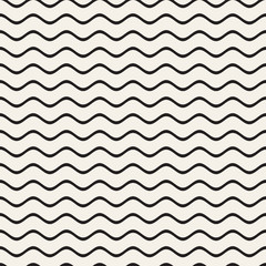 Vector Seamless Black and White Wavy Lines Pattern. Abstract Geometric Background