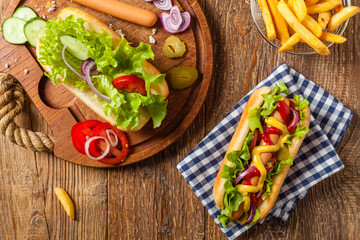 Delicious homemade hot dogs.