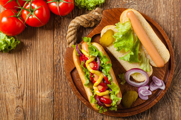 Delicious homemade hot dogs.