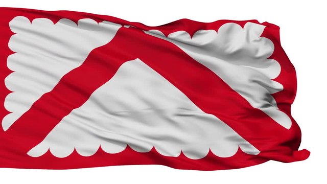 Kortrijk flag, city of Belgium, realistic animation isolated on white seamless loop - 10 seconds long (alpha channel is included)