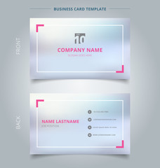 Creative business card and name card template blurred background with pink border. Abstract concept and commercial design.