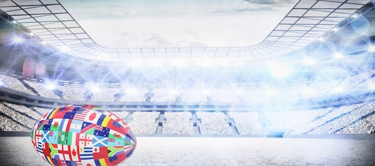 Composite image of rugby world cup international ball