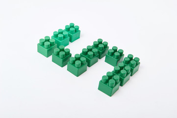 figures from a colored cubes designer on a white background