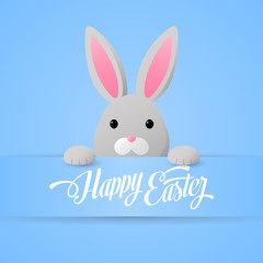 Cute Easter Bunny on blue background