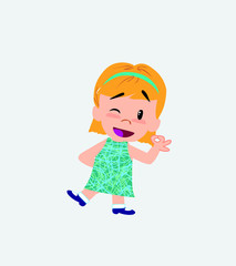 White girl doing the OK sign with his hand.