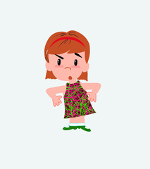 White girl with an expression of unpleasant surprise.