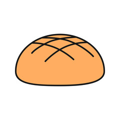 Round rye bread loaf color icon