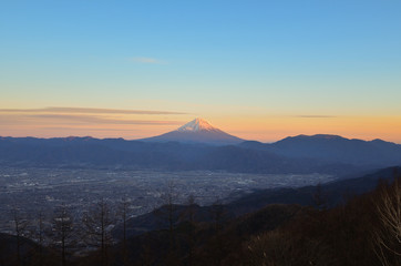 Mt. Fuji over the Kofu Basin from Mt. Amari