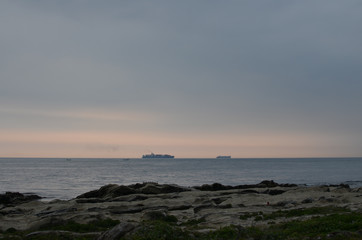 Tankers Floating in the Pacific Ocean