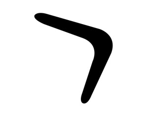 Simple, black, minimal boomerang icon, isolated on white