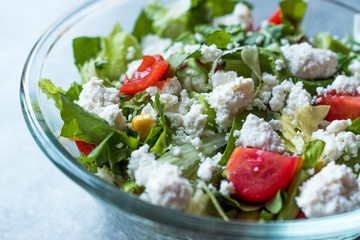 Homemade Fresh Salad with Turkish Cokelek / Cottage Cheese