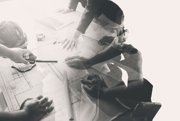 Double exposure of a businessman