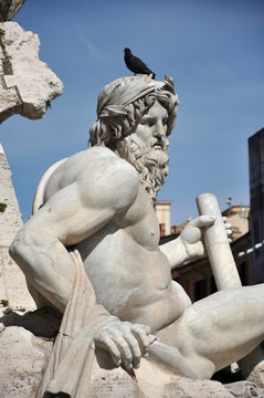 Italian statue in Navona square, Rome.