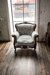 Classical style Armchair sofa couch in vintage room. Luxurious armchair vintage.