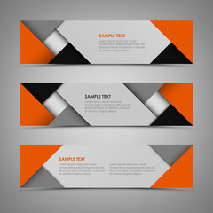 Fototapeta premium Abstract horizontal banners with orange gray design template