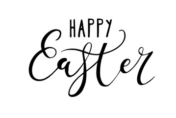Easter card design with modern calligraphy, hand drawn lettering - white background
