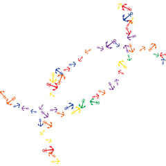 Pretty summer background with anchors. Anchor In Cartoon Free Style. Pattern Art Illustration Vector