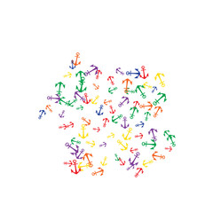 Pretty summer background with anchors. Anchor In Cartoon Free Style. Pattern Art Illustration Vector