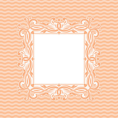 Ornamental frame on light pink wave background