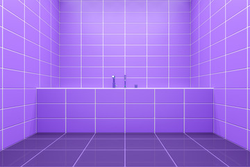 purple tiled bathroom side view to the tub