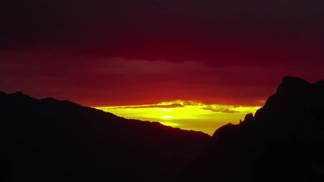Time lapse thunder storm clouds at sunset near Grauspitze Lichtenstein minimalistic moody nature landscape background wanderlust